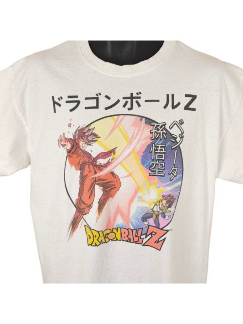 Dragon Ball Z T Shirt Mens Size Large White Japanese Anime Son Goku Vegeta